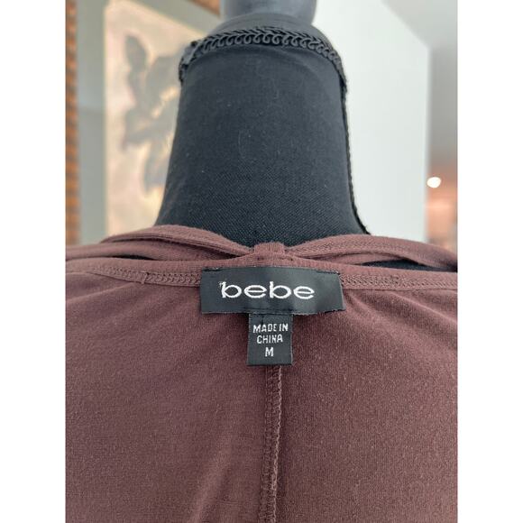 Vintage bebe Sz Medium Wrap Maxi Skirt/Dress Brown Pink Orange Block Stripe - Picture 4 of 9